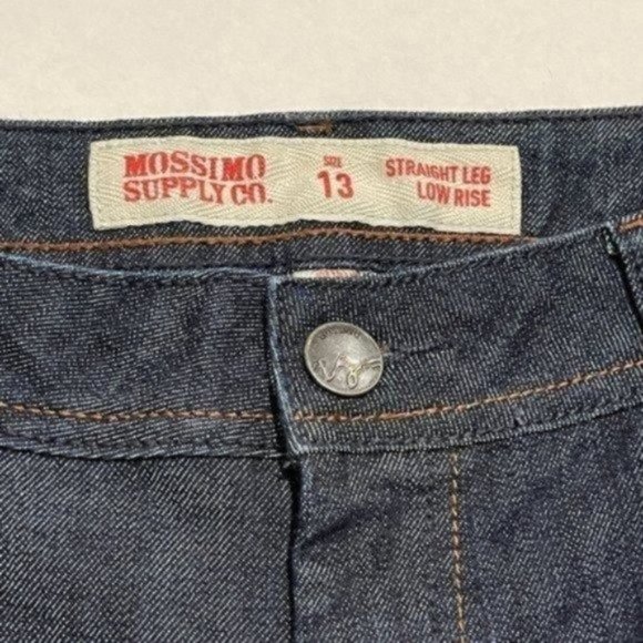 Mossimo Womens Straight Leg Low Rise Jeans Size 13 Dark Idigo Wash Embroidered - Picture 9 of 11